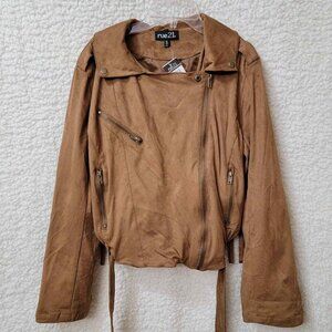 Rue21 Jacket Womens XL Brown Biker with Tassels Full‎ zipper Pockets New Tags